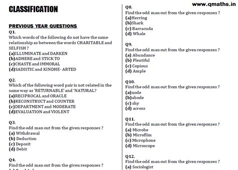 Important Questions On Odd One Out for SSC CGL Exam.